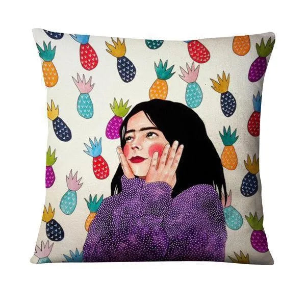 Home Daily Character Painted Linen Pillowcase - Bellarte Enchanté Home Daily Character Painted Linen Pillowcase